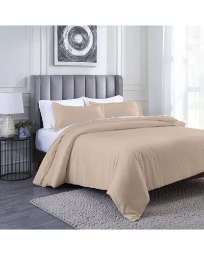 Superior Modal From Beechwood 400 Thread Count Lightweight Cooling Solid Duvet  Cover Set In Neutral