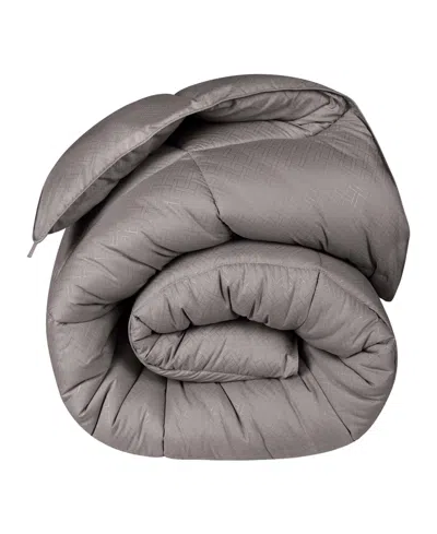 Superior Monochrome Basketweave Plush Microfiber Down Alternative Comforter, Full/queen In Smoke Blue