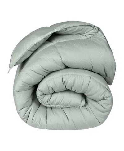 Superior Monochrome Basketweave Plush Microfiber Down Alternative Comforter, Full/queen In Jade