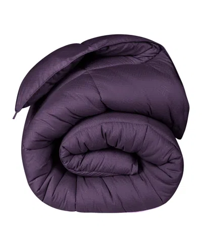 Superior Monochrome Basketweave Plush Microfiber Down Alternative Comforter, Full/queen In Plum