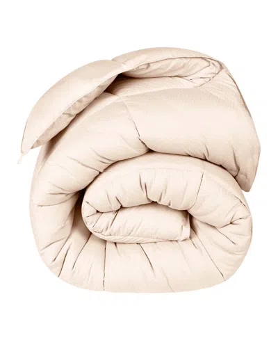 Superior Monochrome Basketweave Plush Microfiber Down Alternative Comforter, King In Cream