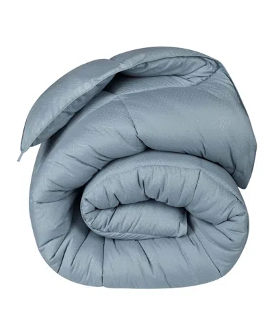 Superior Monochrome Basketweave Plush Microfiber Down Alternative Comforter, King In Smoke Blue