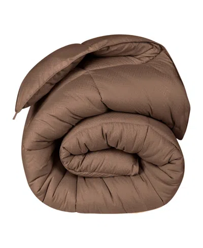 Superior Monochrome Basketweave Plush Microfiber Down Alternative Comforter, King In Taupe