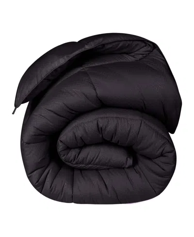 Superior Monochrome Basketweave Plush Microfiber Down Alternative Comforter, Full/queen In Black