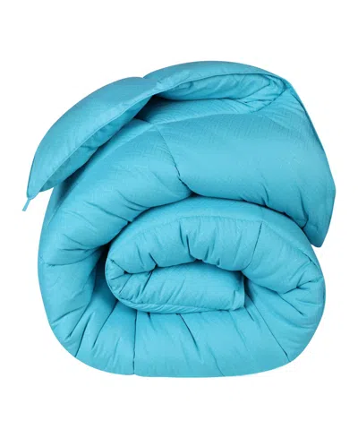 Superior Monochrome Basketweave Plush Microfiber Down Alternative Comforter, Twin Xl In Winter Blue