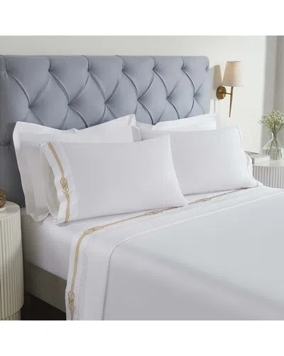 Superior Moonlawn Cotton Embroidered Deep Pocket Bed Sheet Set In White
