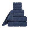 Superior Napa Collection | 100% Cotton 8-pc. Quick Dry Solid Bath Towel Set In Blue