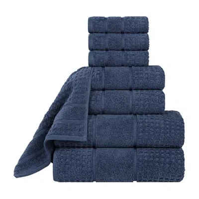 Superior Napa Collection | 100% Cotton 8-pc. Quick Dry Solid Bath Towel Set In Blue