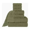 Superior Napa Collection | 100% Cotton 8-pc. Quick Dry Solid Bath Towel Set In Green