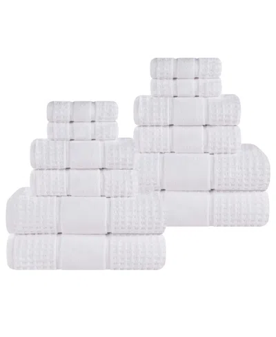 Superior Napa Zero Twist Waffle Honeycomb Plush Soft Absorbent 12-piece Towel Set In Red