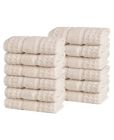 Superior Napa Zero Twist Waffle Honeycomb Plush Soft Absorbent 12-piece Washcloth Set In Metallic