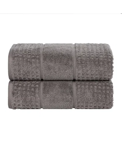 Superior Napa Zero Twist Waffle Honeycomb Plush Soft Absorbent 2-piece Bath Sheet Set In Gray