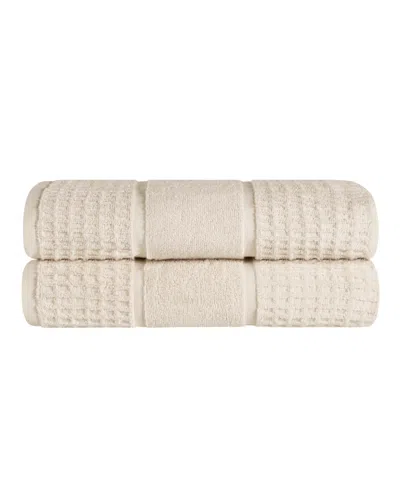 Superior Napa Zero Twist Waffle Honeycomb Plush Soft Absorbent 2-piece Bath Sheet Set In Neutral