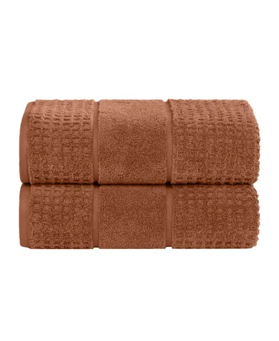 Superior Napa Zero Twist Waffle Honeycomb Plush Soft Absorbent 2-piece Bath Sheet Set In Brown