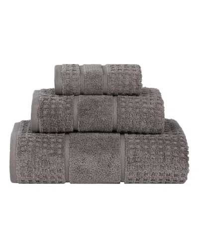 Superior Napa Zero Twist Waffle Honeycomb Plush Soft Absorbent 3-piece Towel Set In Gray