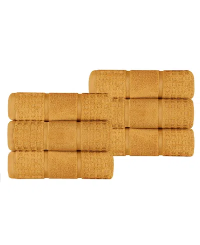 Superior Napa Zero Twist Waffle Honeycomb Plush Soft Absorbent 6-piece Hand Towel Set In Gold