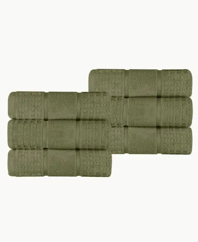 Superior Napa Zero Twist Waffle Honeycomb Plush Soft Absorbent 6-piece Hand Towel Set In Green
