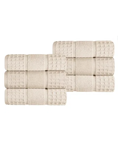 Superior Napa Zero Twist Waffle Honeycomb Plush Soft Absorbent 6-piece Hand Towel Set In Neutral