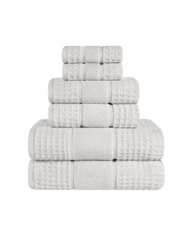 Superior Napa Zero Twist Waffle Honeycomb Plush Soft Absorbent 6-piece Towel Set In Gray