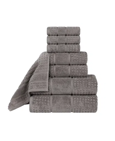 Superior Napa Zero Twist Waffle Honeycomb Plush Soft Absorbent 8-piece Towel Set In Gray