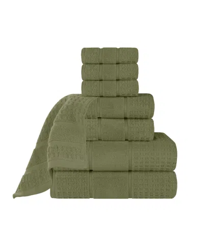Superior Napa Zero Twist Waffle Honeycomb Plush Soft Absorbent 8-piece Towel Set In Green
