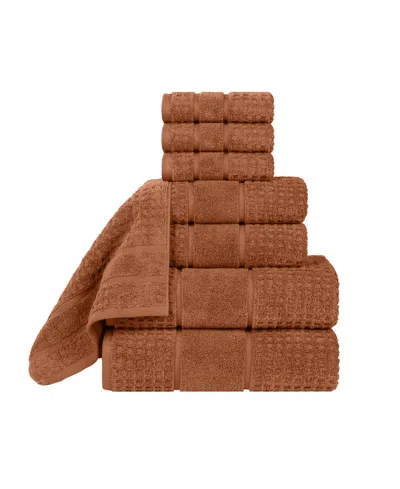 Superior Napa Zero Twist Waffle Honeycomb Plush Soft Absorbent 8-piece Towel Set In Brown