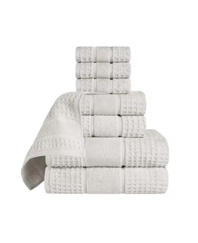 Superior Napa Zero Twist Waffle Honeycomb Plush Soft Absorbent 8-piece Towel Set In Gray