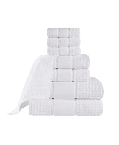 Superior Napa Zero Twist Waffle Honeycomb Plush Soft Absorbent 8-piece Towel Set In White