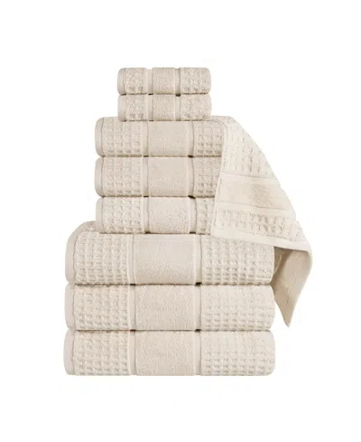 Superior Napa Zero Twist Waffle Honeycomb Plush Soft Absorbent 9-piece Towel Set In Neutral