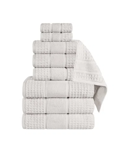 Superior Napa Zero Twist Waffle Honeycomb Plush Soft Absorbent 9-piece Towel Set In Gray