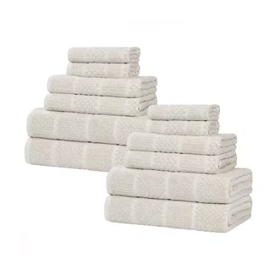 Superior Naples Collection | 80% Cotton 20% Viscose 12-pc. Quick Dry Solid Bath Towel Set In Sand