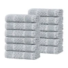 Superior Set Of 12 Naples Medium Weight Solid Washcloths In Gray
