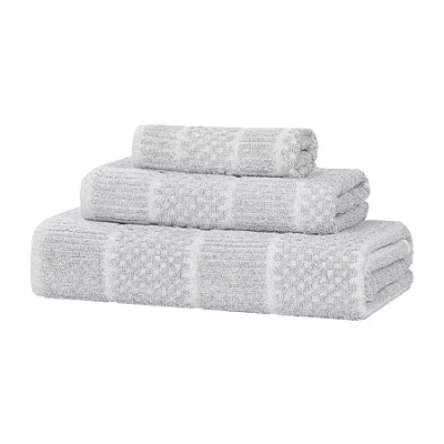 Superior Naples Collection | 80% Cotton 20% Viscose 3-pc. Quick Dry Solid Bath Towel Set In Silver