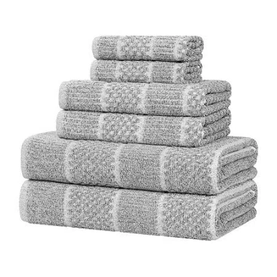 Superior Naples Collection | 80% Cotton 20% Viscose 6-pc. Quick Dry Geometric Bath Towel Set In Black