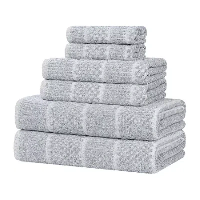 Superior Naples Collection | 80% Cotton 20% Viscose 6-pc. Quick Dry Geometric Bath Towel Set In Blue