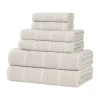 Superior Naples Collection | 80% Cotton 20% Viscose 6-pc. Quick Dry Geometric Bath Towel Set In Sand