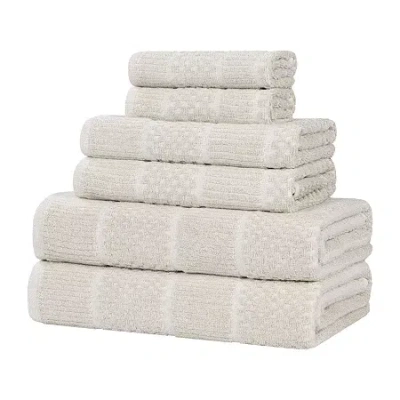 Superior Naples Collection | 80% Cotton 20% Viscose 6-pc. Quick Dry Geometric Bath Towel Set In Sand