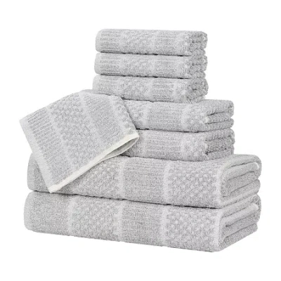 Superior Naples Collection | 80% Cotton 20% Viscose 8-pc. Quick Dry Solid Bath Towel Set In Silver