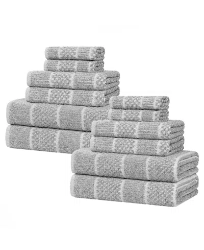 Superior Naples Cotton 12-piece Towel Set In Charcoal