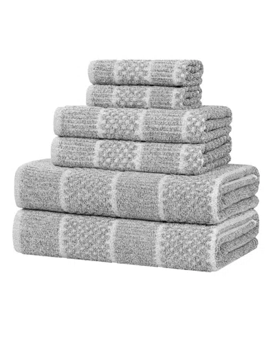 Superior Naples Cotton 6-piece Towel Set In Gray