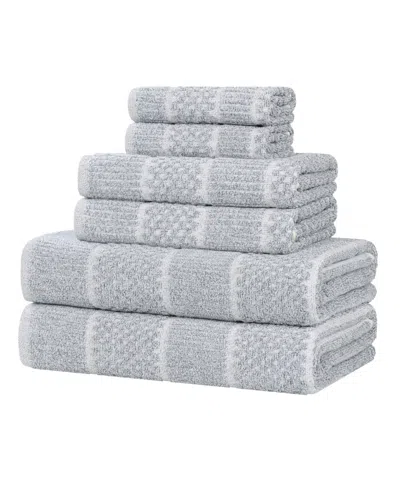 Superior Naples Cotton 6-piece Towel Set In Denim Blue