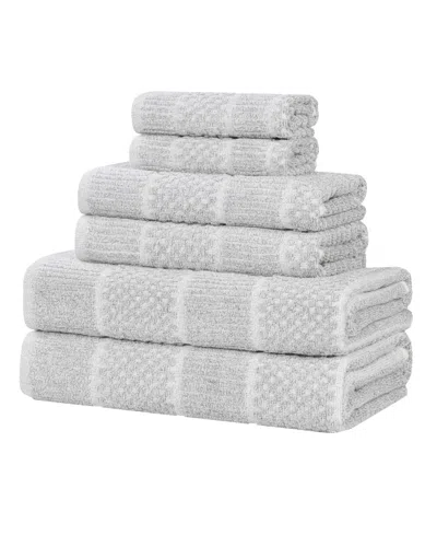 Superior Naples Cotton 6-piece Towel Set In Platinum