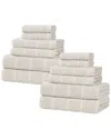 Superior Naples Medium Weight Checkered & Ribbed 12pc Towel Set
