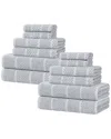 Superior Naples Medium Weight Checkered & Ribbed 12pc Towel Set