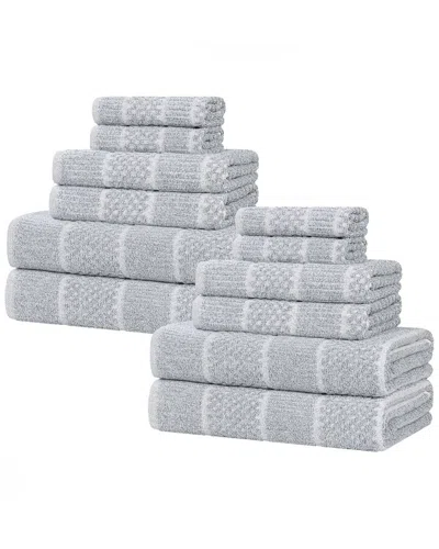 Superior Naples Medium Weight Checkered & Ribbed 12pc Towel Set