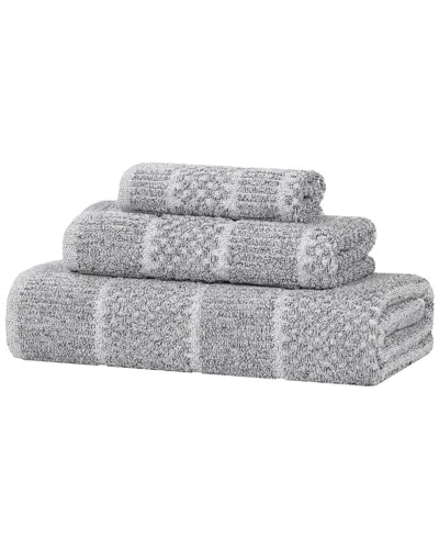 Superior Naples Medium Weight Checkered & Ribbed 3pc Towel Set