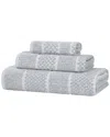 Superior Naples Medium Weight Checkered & Ribbed 3pc Towel Set