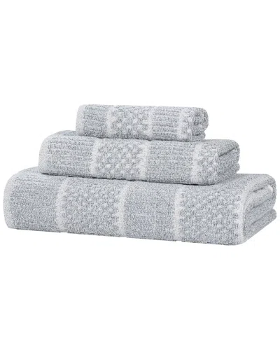 SUPERIOR SUPERIOR NAPLES MEDIUM WEIGHT CHECKERED & RIBBED 3PC TOWEL SET