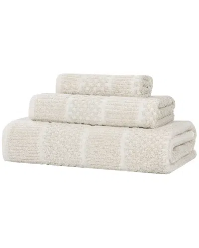 SUPERIOR SUPERIOR NAPLES MEDIUM WEIGHT CHECKERED & RIBBED 3PC TOWEL SET