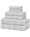 Superior Naples Medium Weight Checkered & Ribbed 6pc Towel Set